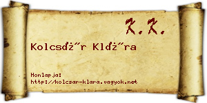 Kolcsár Klára névjegykártya