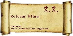 Kolcsár Klára névjegykártya